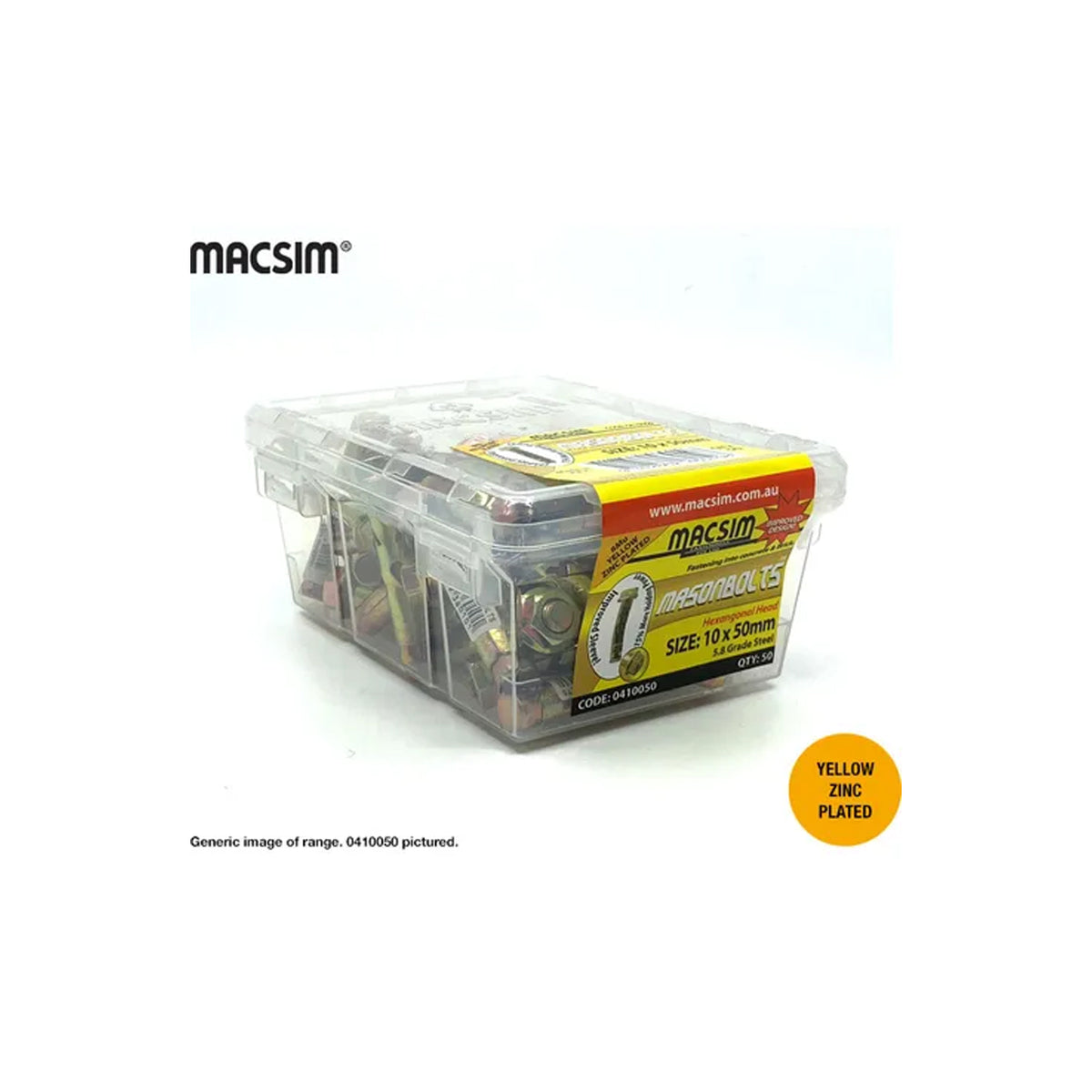 MACSIM Hex Nut Masonbolts: 16 x 65mm / Box 25