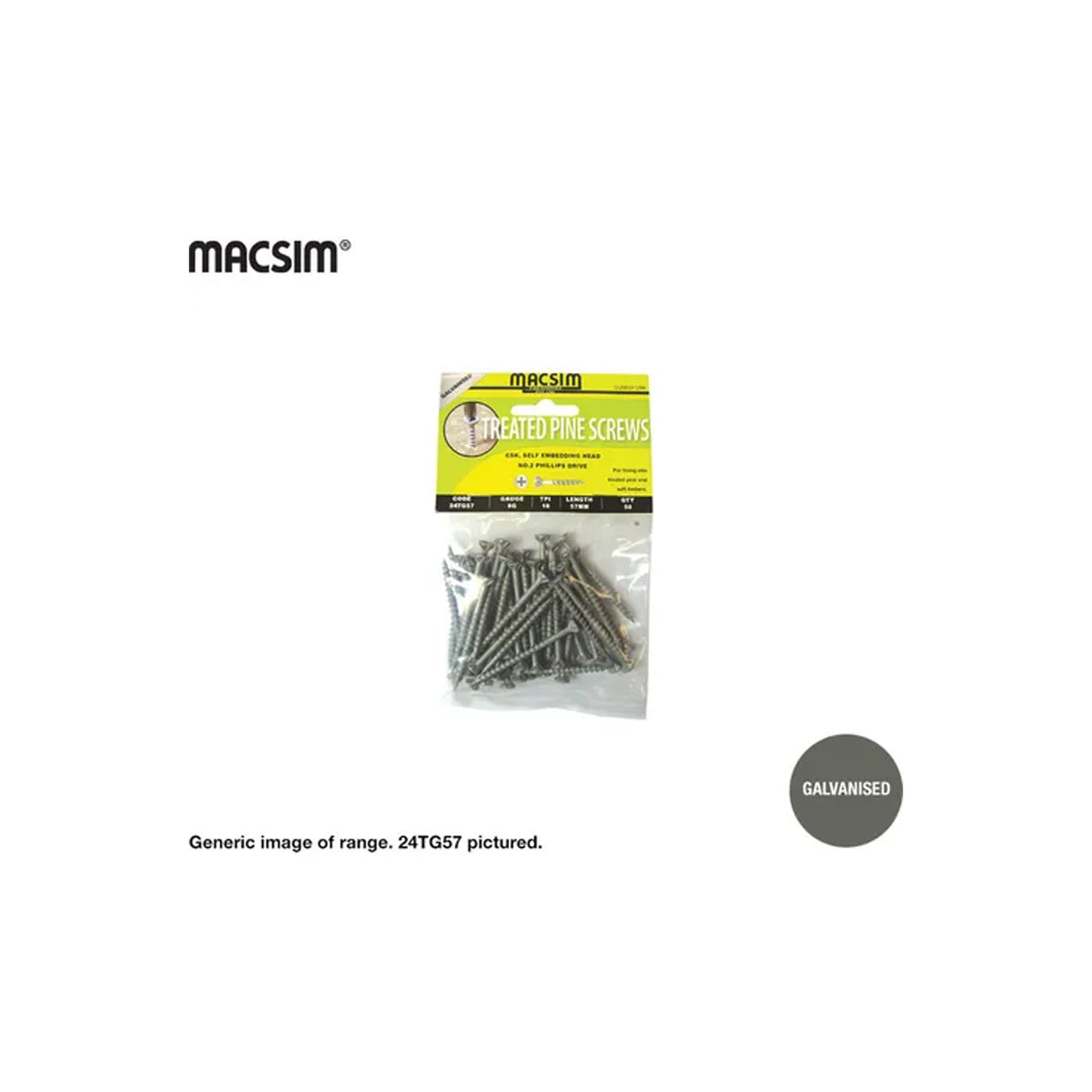 MACSIM Galvanised Chipboard Screw 10g