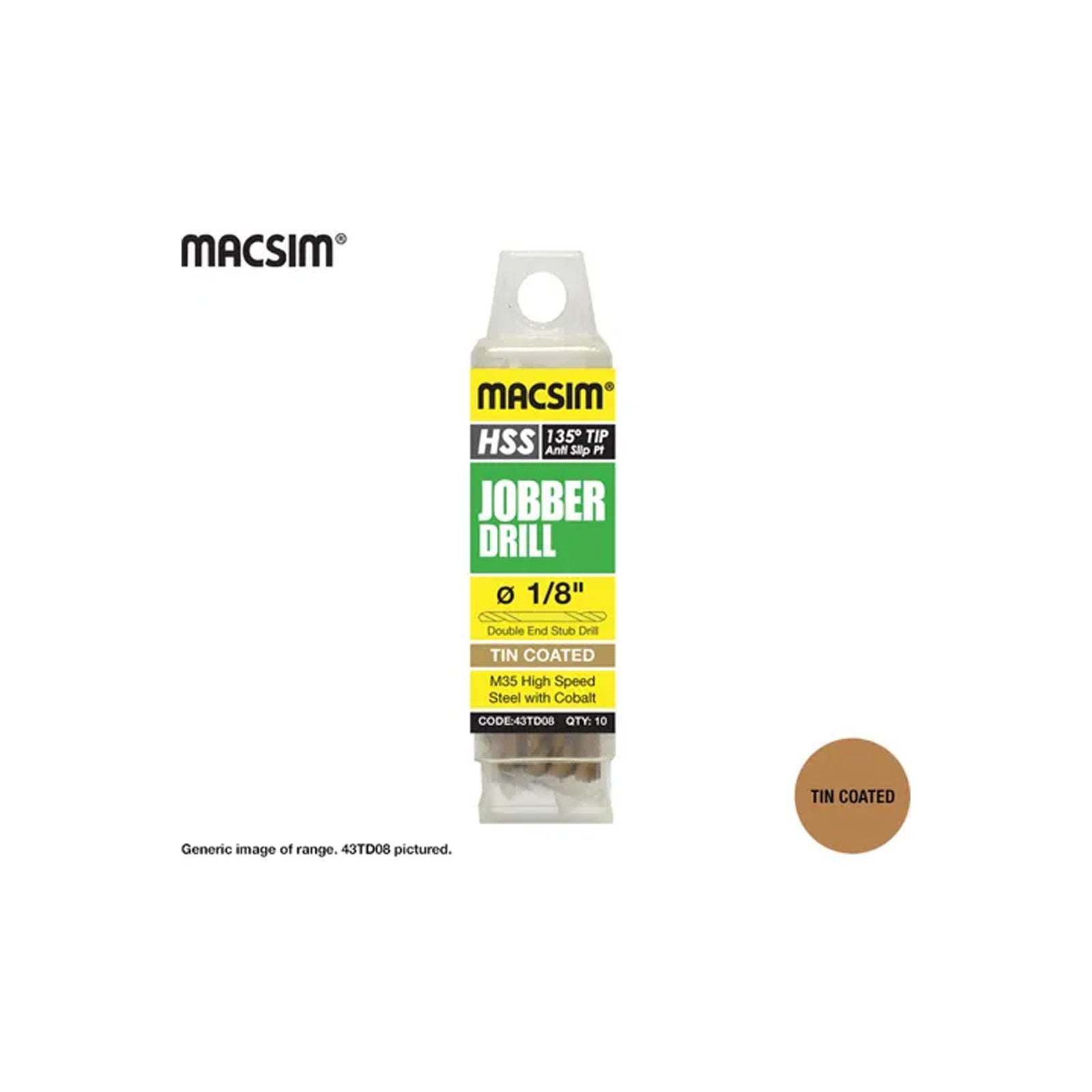 MACSIM HSS Twist Drills Tin: 1/8 D/E (10pk)