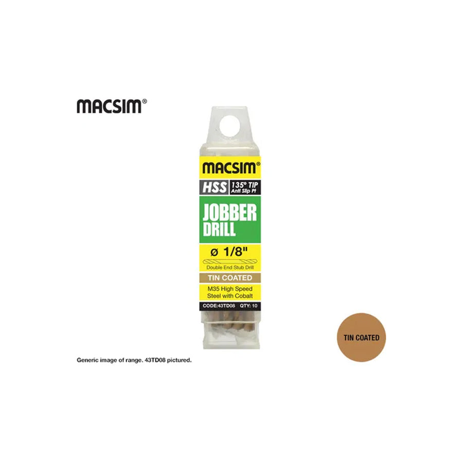 MACSIM HSS Twist Drills Tin: 1/8 D/E (10pk)