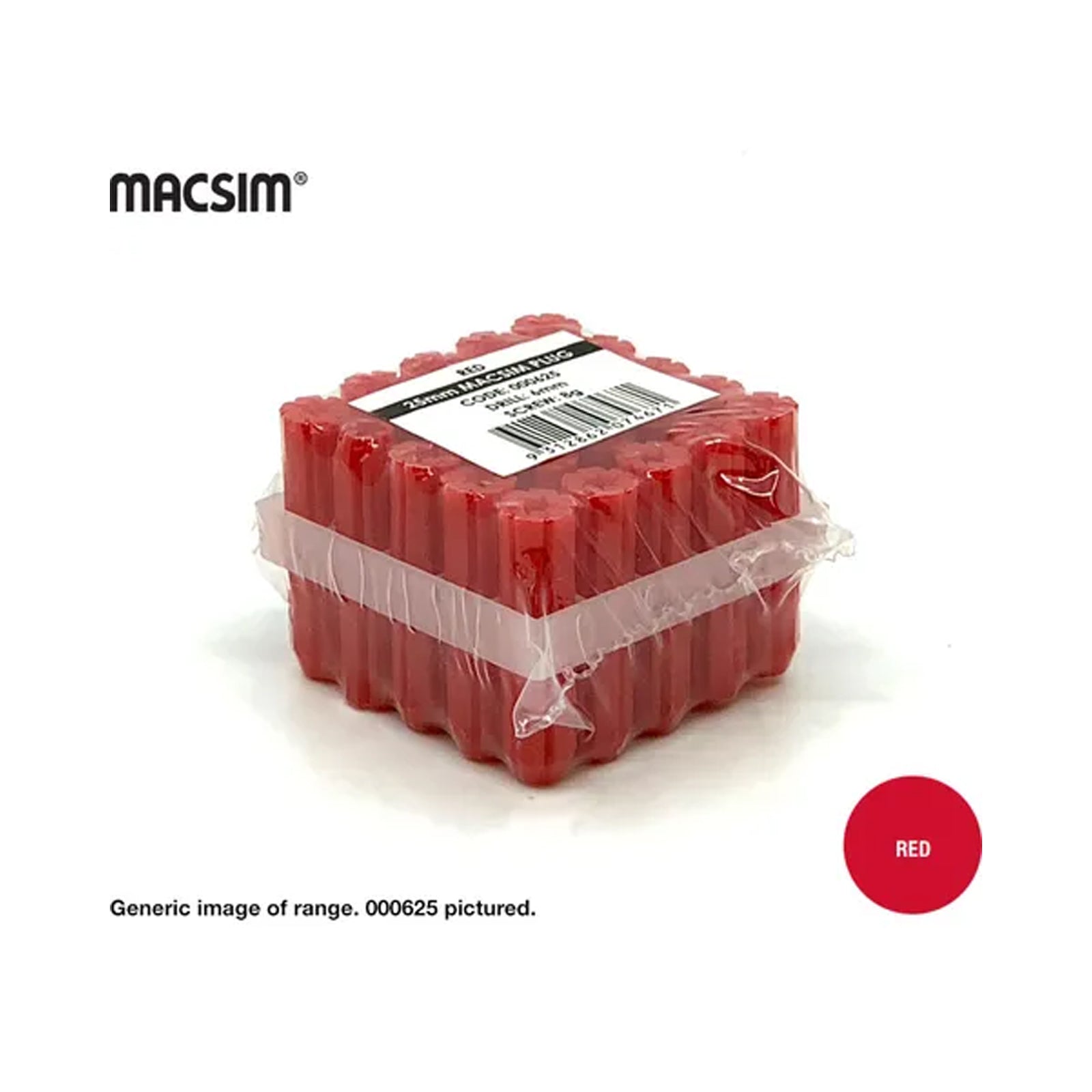 MACSIM Wall Plugs Frames: 50mm: Red (Box of 500)
