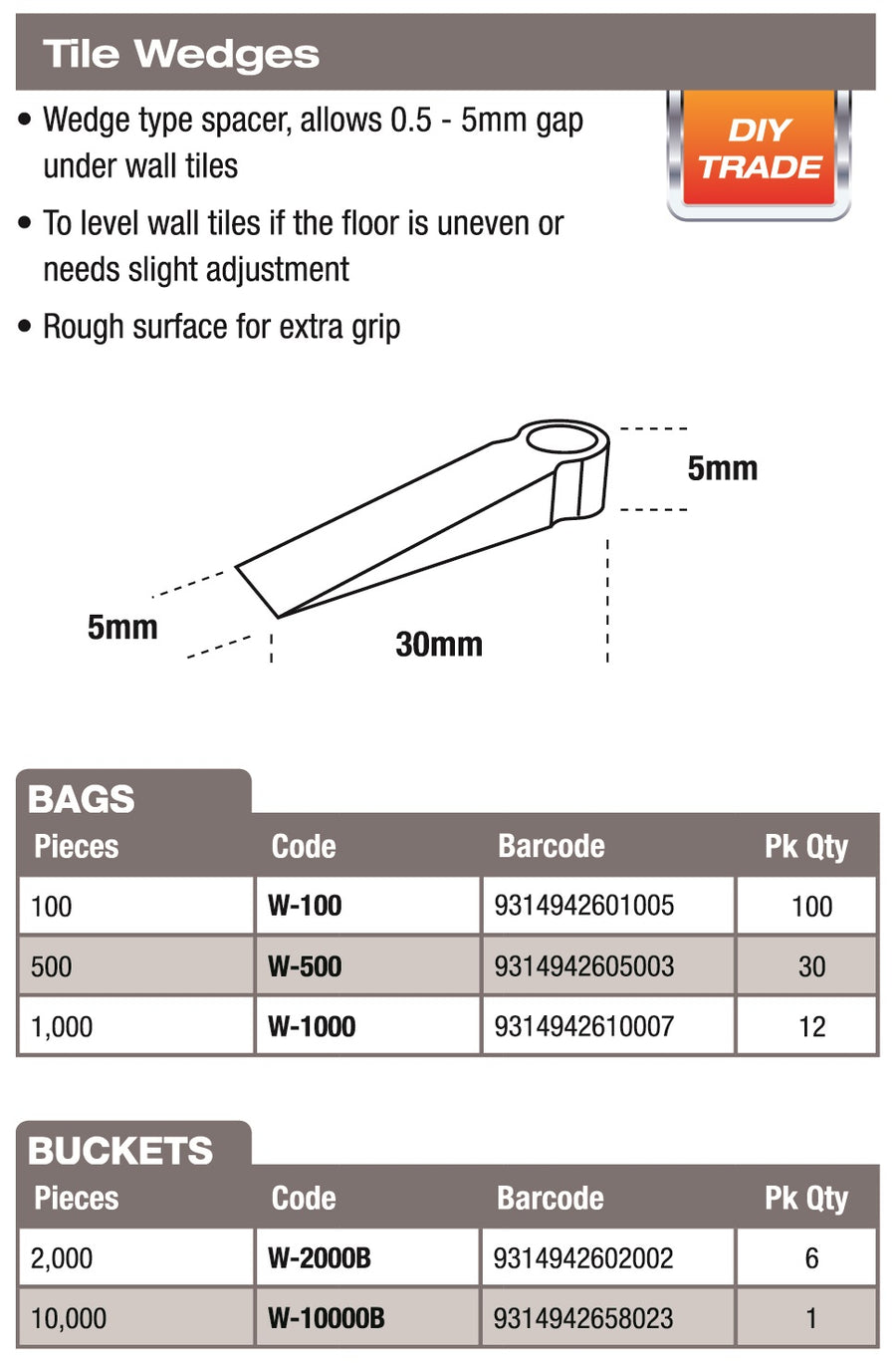 DTA Tile Wedge (pkt 500)